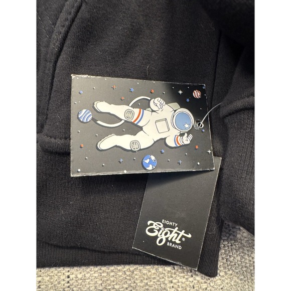 Eighty Eight Brand Hoodie Large‎ Astronaut Outer Space Black NASA Patch Work - Picture 12 of 14